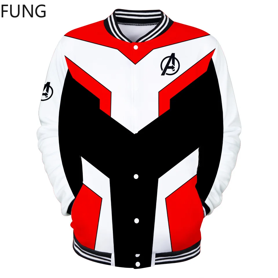 FUNG Avengers Endgame Hoodie Mens Jacket Baseball uniform 3D Printed Harajuku Quantum Realm End Game Sweatshirt Jacket
