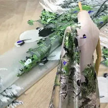 Журавль жаккардовая органза ткань для одежды/Европейская и американская мода позиционирование печатных ткань для платья