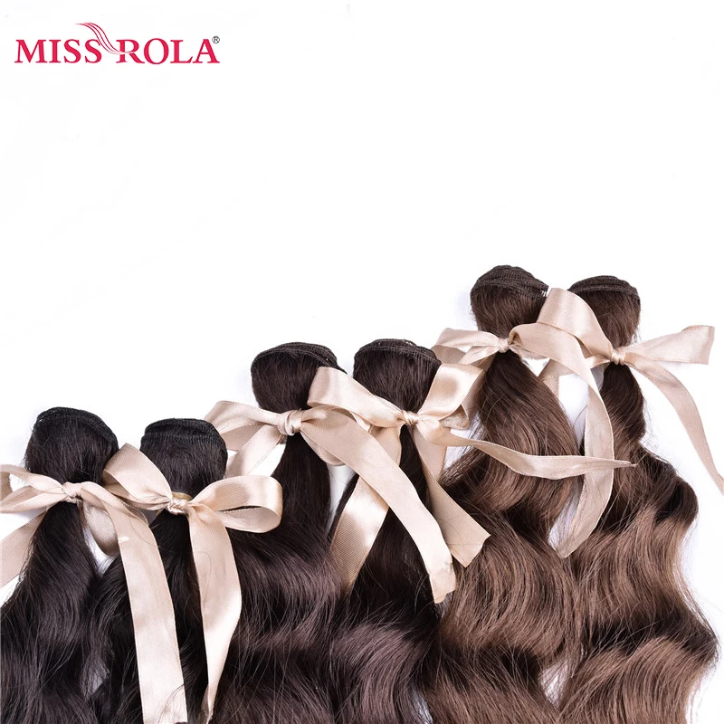 Miss Rola Wavy Kanekalon Synthetic Hair Weaving Full Head Sew In Hair Weave Fiber Medium Long Extensions 6pcs/set