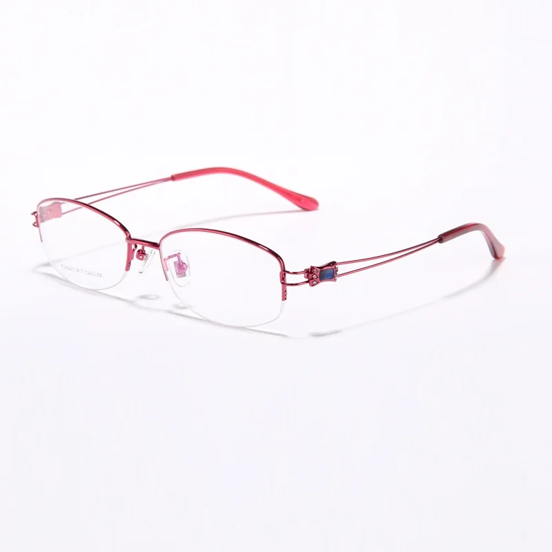 Ширина-138 высококачественный бизнес очень легкие женские очки оправа богиня мода титана женские полуоправы близорукость очки - Цвет оправы: RED