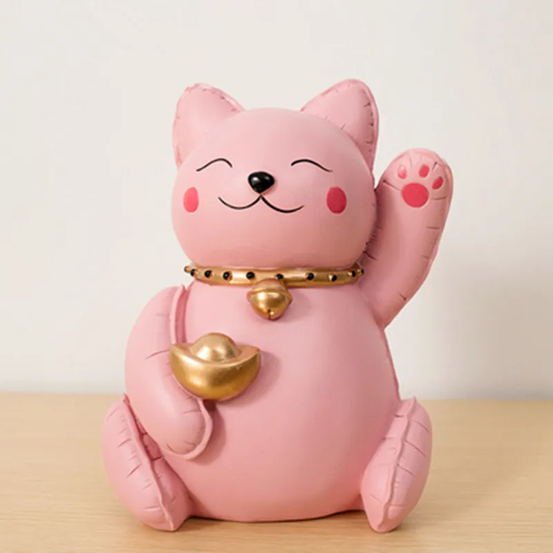  European Style Abstraction Balloon Fortune Cat Resin Craftwork Creative Simulation Animal Figurines - 33046474294