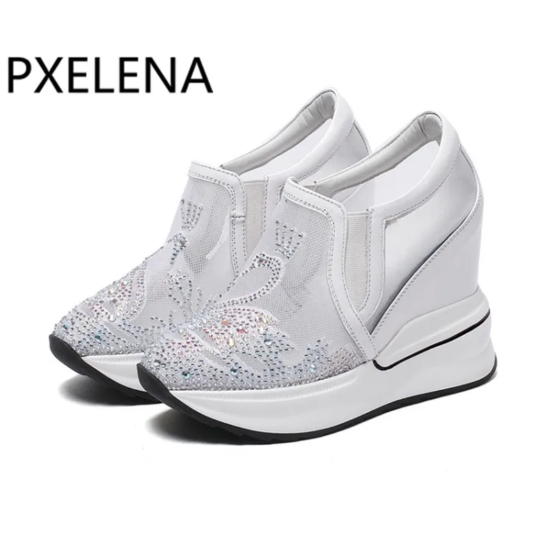 PXELENA/Роскошные туфли на платформе со скрытым каблуком и кристаллами женские