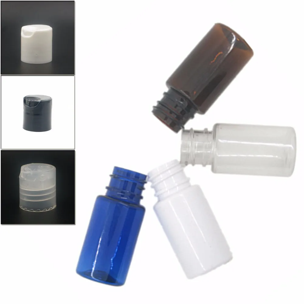10ml round empty clear/white/blue pet plastic bottle with transparent/white disc-top cap X 10 | Красота и здоровье