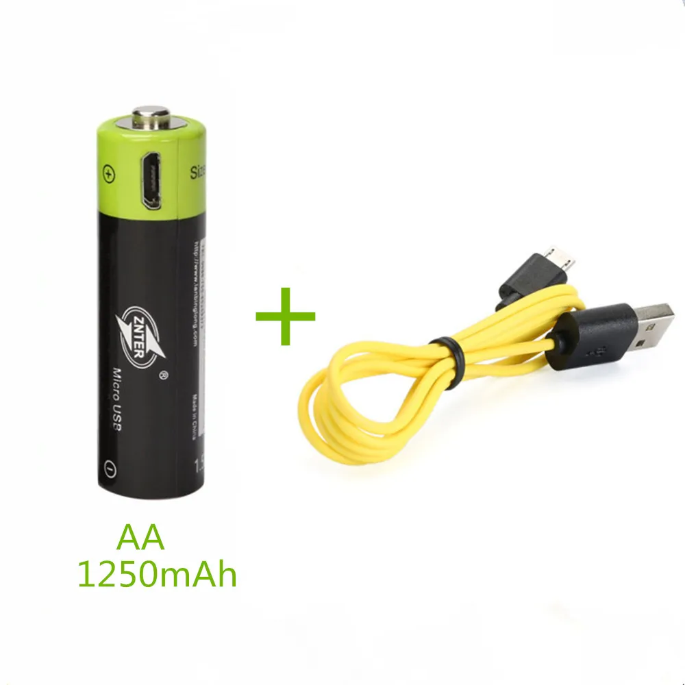 ZNTER 1,5 V AA 1250mAh перезаряжаемая литиевая батарея USB литий-полимерная батарея+ кабель Micro USB - Цвет: A