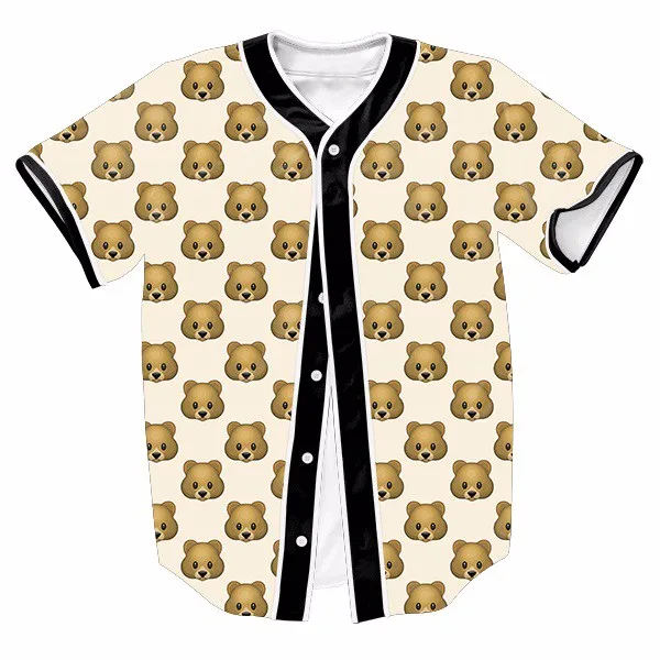 Emoji Bear Little Cute Face Baseball Jerseys New Hip Hop Streetwear US