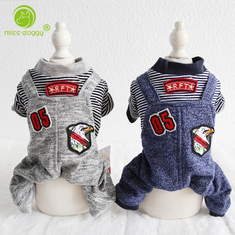 

Striped Eagle Pattern Fashion Cool Autumn Winter Pet Dog Jumpsuit Clothing Warm Comfortable Four Legs Dog Cat Rompers Pants 910A