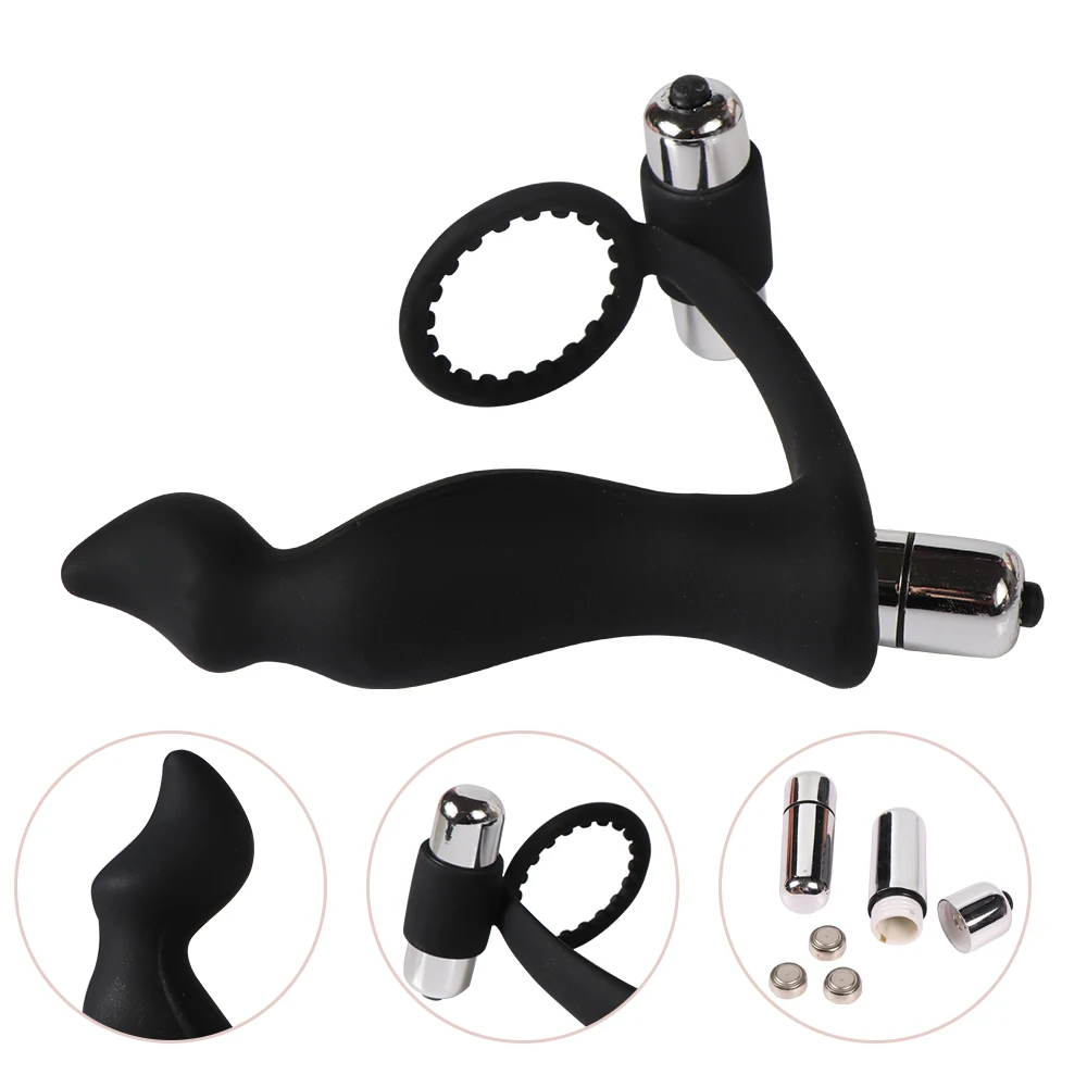 Anal Vibrator for Men With Cock Ring Prostate Massage Silicone Vibrating Butt Plug Male Masturbator Sex Toys for Men Sex Product (3)