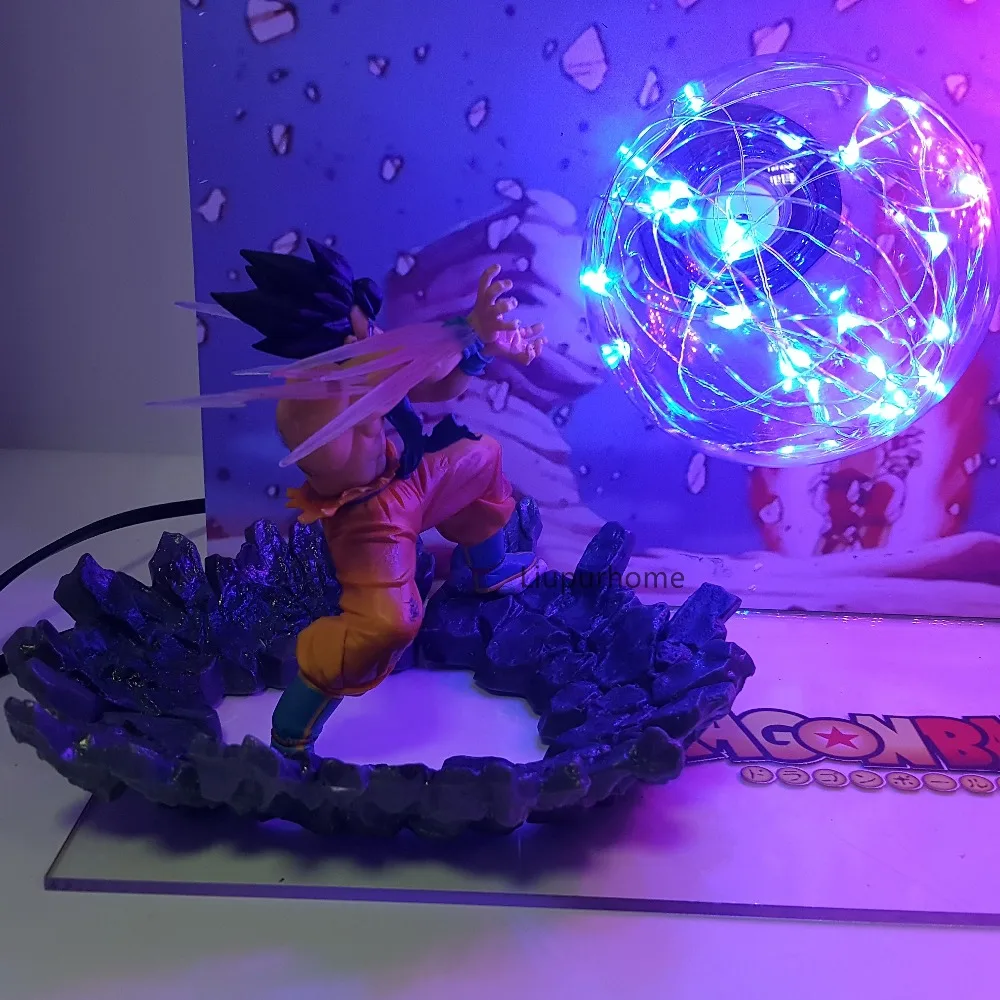 Dragon Ball лампа Сон Гоку Kamehameha против Vegeta Galick пистолет светодиодные ночники Lampara Dragon Ball Z Супер Saiyan DBZ настольная лампа