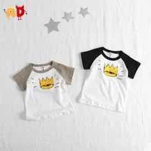 AD Детские футболки с милым рисунком короны для детей 2-7 лет летние стильные футболки для девочек детская одежда топы футболки для малышей roupas infantil