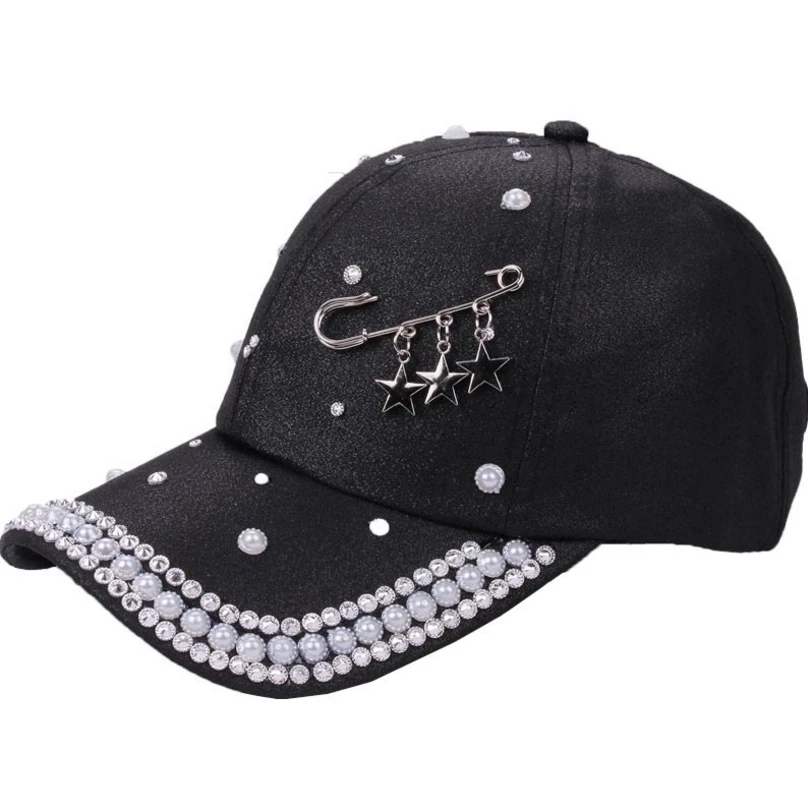 Adult Casual Spot Drilling Baseball Cap Women Black Baseball Hat 2018