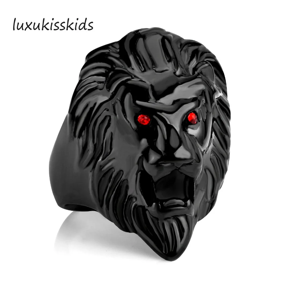 

LUXUKISSKIDS New Arrival Black Lion Rings For Men Jewelry,Stainless Steel Rings