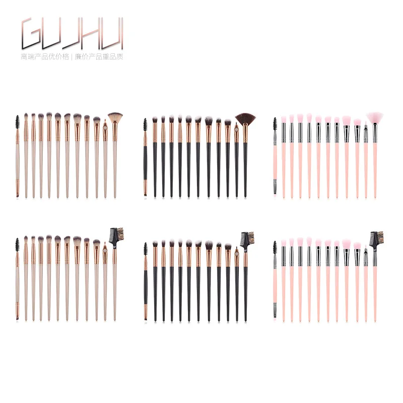 

Professional 12 Pcs/set Eye Makeup Brush Face Eye Shadow Eyeliner Eyebrow Nylon Fiber Brush Fan-Shaped Brush Cosmetics Tool