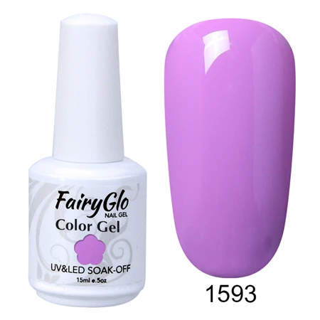 FairyGlo 15 мл Гель-лак замачиваемый чистый цвет ногтей Гель-лак Vernis Полупостоянный УФ-гель для ногтей маникюрный лак - Цвет: G1593