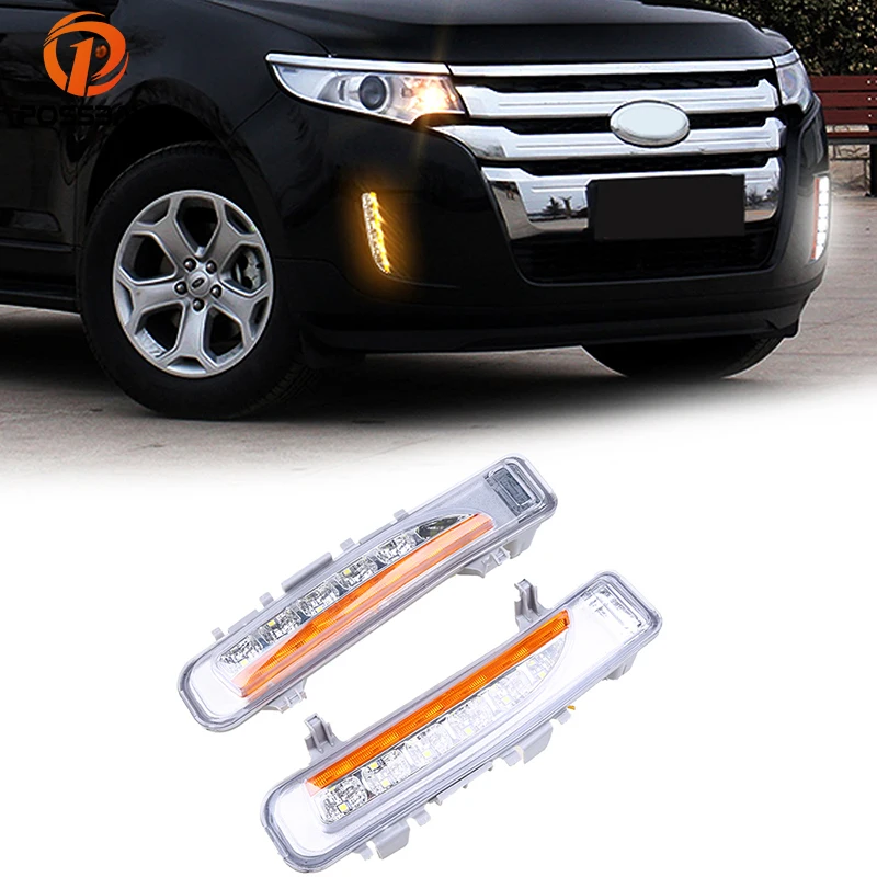 POSSBAY White Yellow Turn Signal Function Car DRL LED Daytime Running