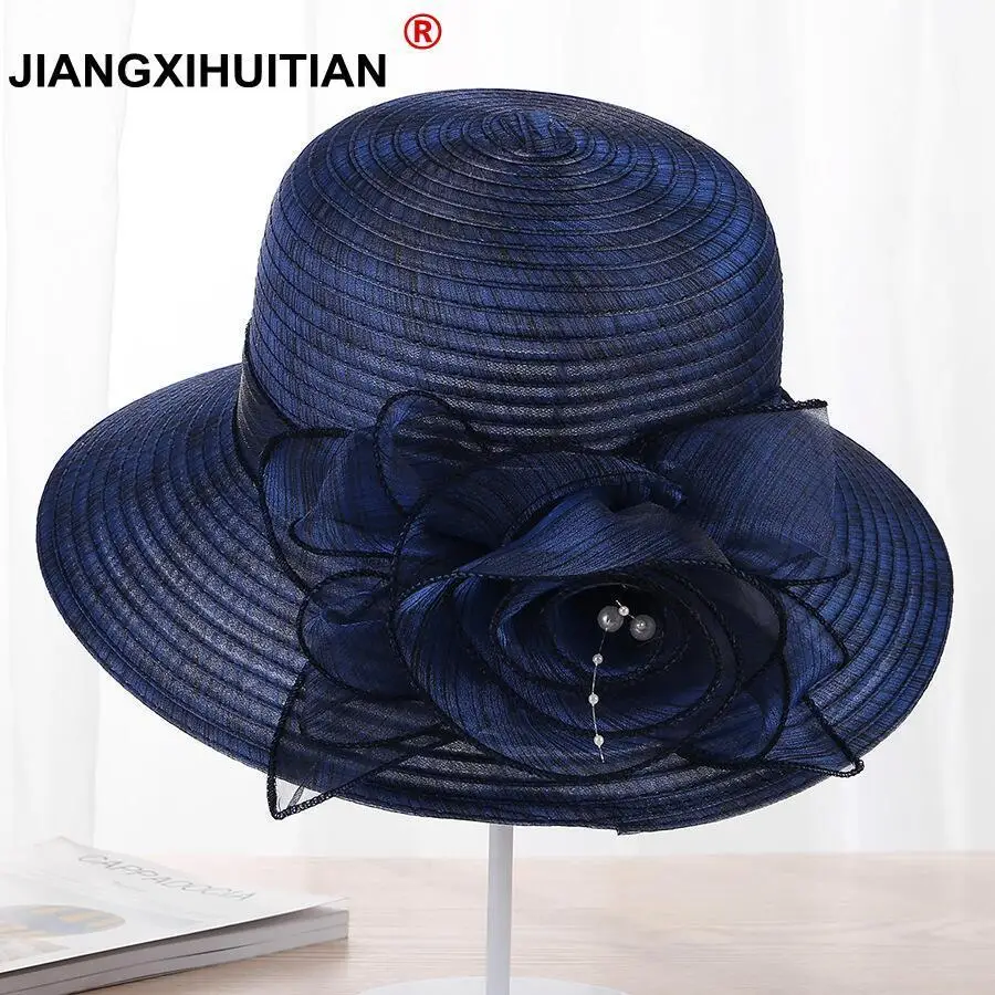 Jiangxihuitian 2018 Новая женская летняя шляпа с жемчужинами Солнцезащитная кружевными