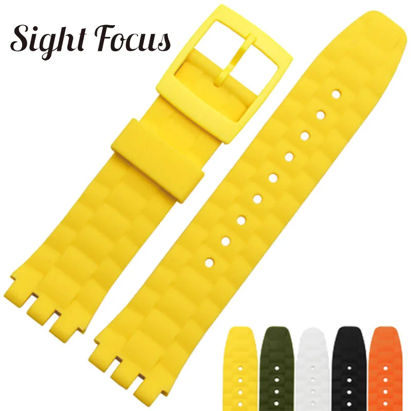 2018 тенденции желтый Вах ремешок для часы Swatch Группы 20 мм SUUK100 силиконовые Wachbands