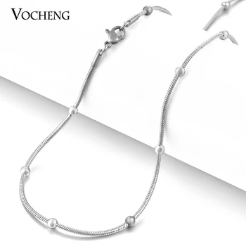 

10pcs/lot Wholesale Vocheng Handmade Jewelry 50cm Stainless Steel Round Bead Chain with Lobster Clasp VC-212*10