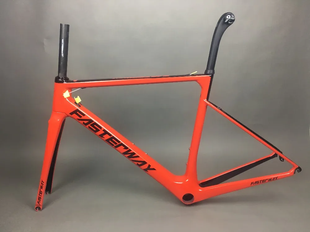 Clearance light blue 2018 TAIWAN FASTERWAY classic carbon road frameset UD weaves carbon bike frame:Frameset+Seatpost+Fork+Clamp+Headset 134