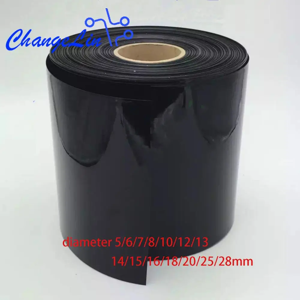 

100m 50 Meters 5 6 7 8 10 12 13 14 15 16 18 20 25 28 mm Black Heat Shrink Tube for Lithium Battery Pack Wire Cable Sleeving Wrap