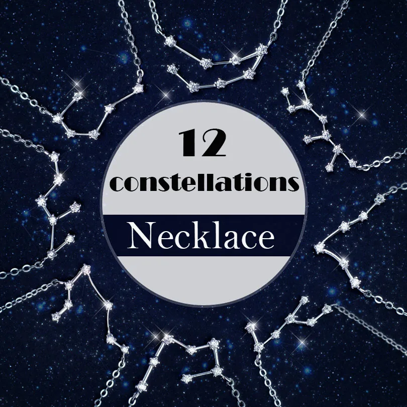 

CHARMILY Authentic 925 Sterling Silver Shiny 12 Guardian Constellation Necklaces Unique Design Best Blessing Gift For Your love