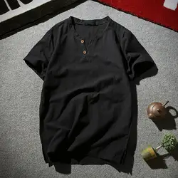 Бесплатная доставка льняная рубашка для мужчин, большой, v-образый ворот t рубашка в китайском стиле толстяк Большие размеры Мужские