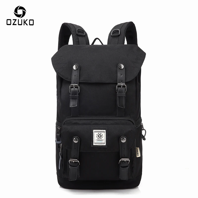 

OZUKO New Waterproof Oxford Backpack Men's Large capacity Travel Mochila Fashion Casual Student School Bag Laptop Bag Drawstring