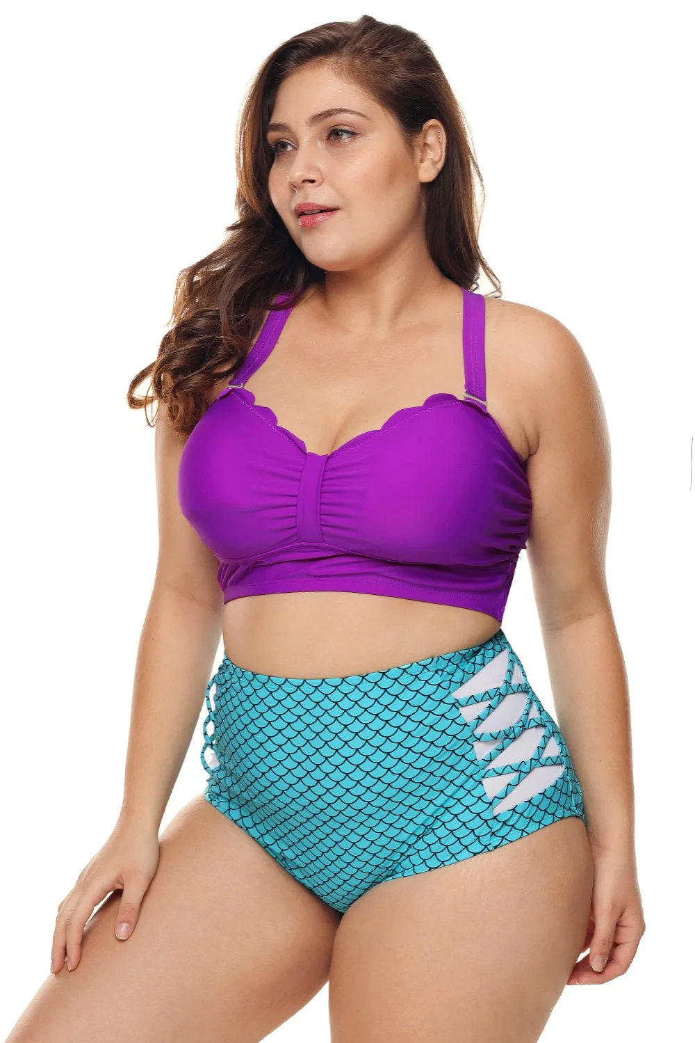 blue scalloped bikini