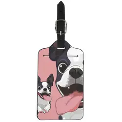Бостон терьер Чемодан теги милые собаки для девочек Имя Id Card Case сумки для путешествий Малый из искусственной кожи защитный дорожные