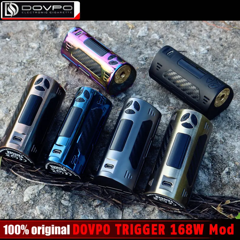 

New Color DOVPO Trigger 168 Electronic Cigarette 168W Mod Temperature Control Box Metal Body 510 Thread fit 510 thread Atomizer