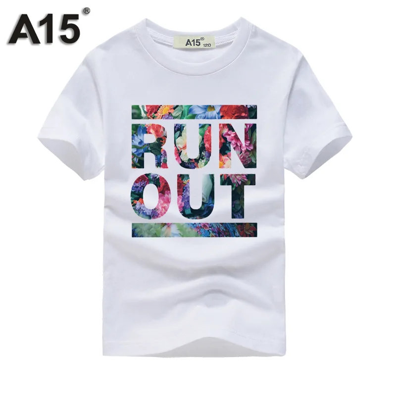 A15 футболка 3D детская футболка белый мультфильм печатных Открытая Летняя обувь футболка для Обувь для девочек большой Обувь для мальчиков хлопковая плотная короткая футболка От 10 до 12 лет - Цвет: T0050White
