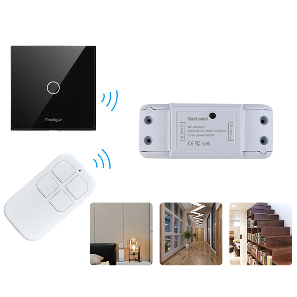 

Hot New Smart 433Mhz Wireless smart Light Switch RF Remote Control Wall Panel push button Bedroom Lamp 90V-260V
