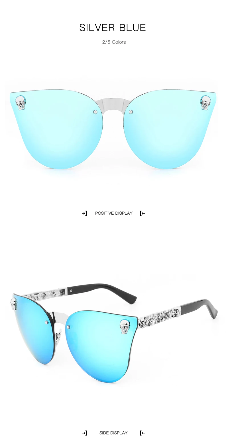 Модные солнцезащитные очки для мужчин и женщин, зеркальные винтажные брендовые дизайнерские женские солнцезащитные очки, металлическая оправа в форме черепа, солнцезащитные очки UV400 Oculos de sol