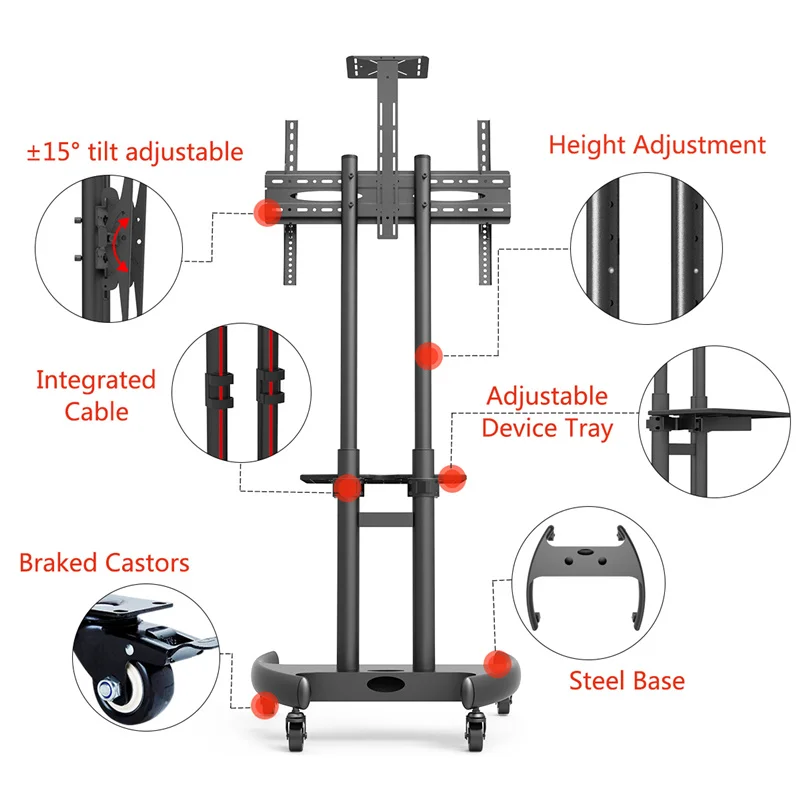 شحن رفع المحمول التلفزيون عربة مع عجلة ل 32 \