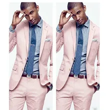 Модный светильник, розовый мужской костюм, приталенный мужской костюм, повседневный рабочий офис, Свадебная вечеринка, Блейзер, смокинг для жениха(пиджак+ брюки