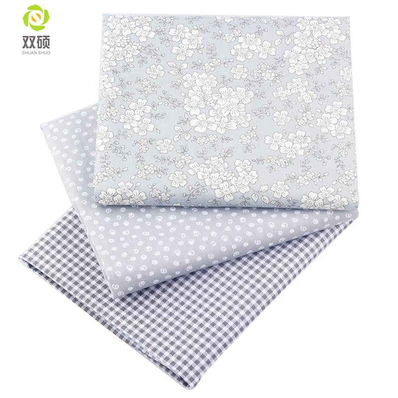 Серый цвет лоскутное хлопчатобумажная ткань для хлопковая ткань для шитья с цветочным принтом 40*50 см Tissu Fat Quarters ткань 15 шт./лот