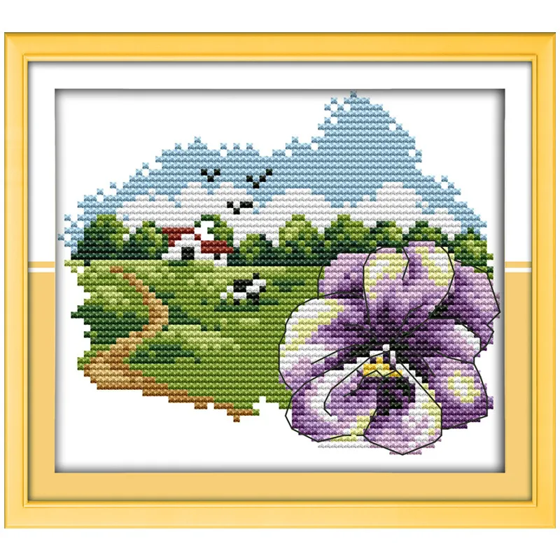 Image October flowers Chinese Cross Stitch Kits Cross stitch Counted Cross Stitch Kit DMC Paintings 11CT Printed On Canvas Wall Decor