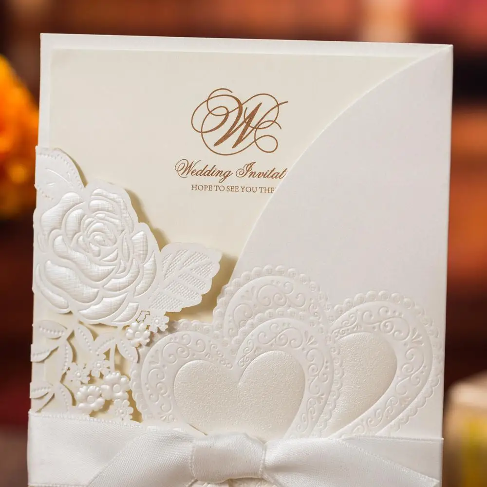 Wholesales One Pack (25 Sets) Laser cut Wedding Invitations with rsvp Cards Kit and Envelopes For p - 33035898969