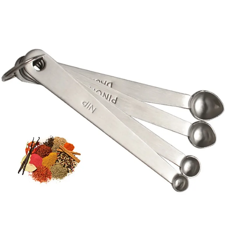 

4Pcs/set Stainless Steel Measuring Spoon Spice Baking Spoon Kitchen Cooker Tools dry and liquid ingredients tools