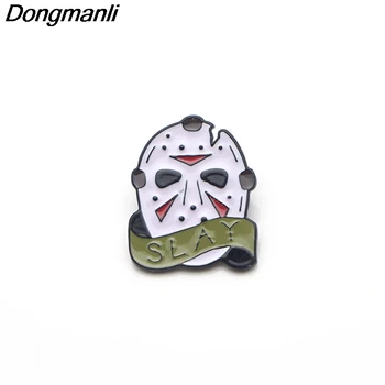 

P3008 wholesale 20pcs/lot Friday the 13th mask Enamel Pins and Brooches for Women Men Lapel Pin backpack bags badge Gifts