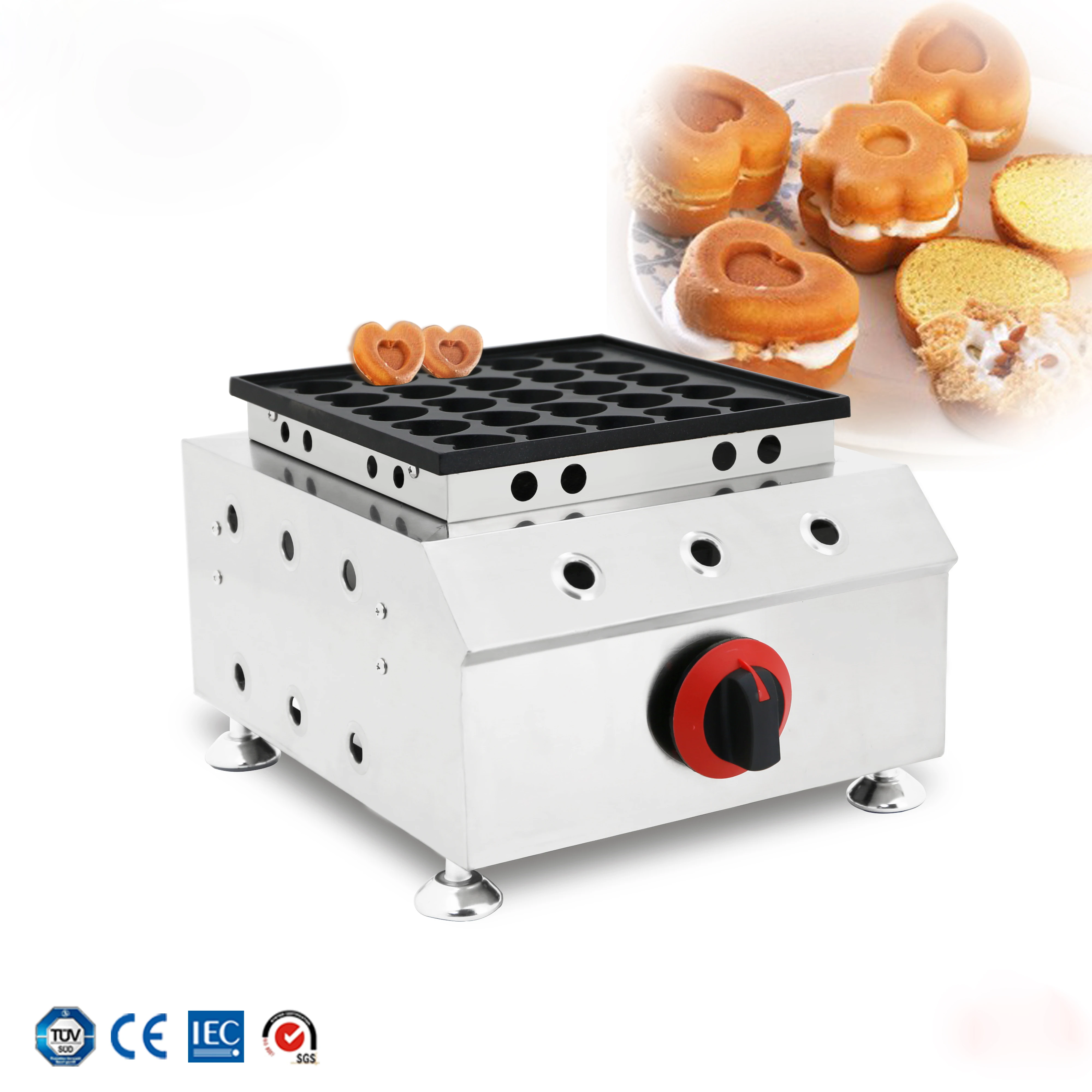 【される】 Mini Heart Dutch Pancake Maker 110V 850W， Nonstick Electric Mini