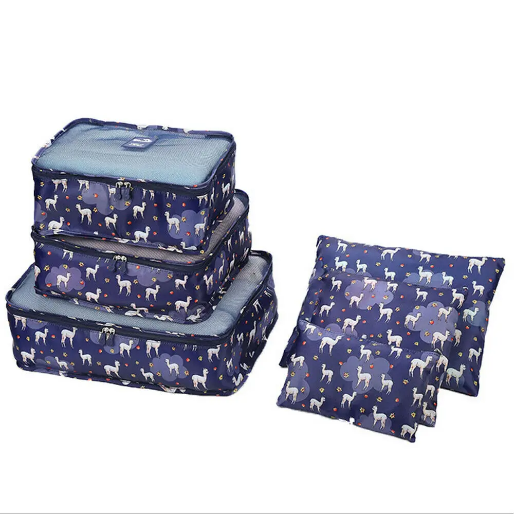 6 шт. портативный принт милый кот на открытом воздухе поездки Путешествия хранения сумки наборы багажа Упаковка Куб чемодан-органайзер 9 видов стилей - Цвет: D