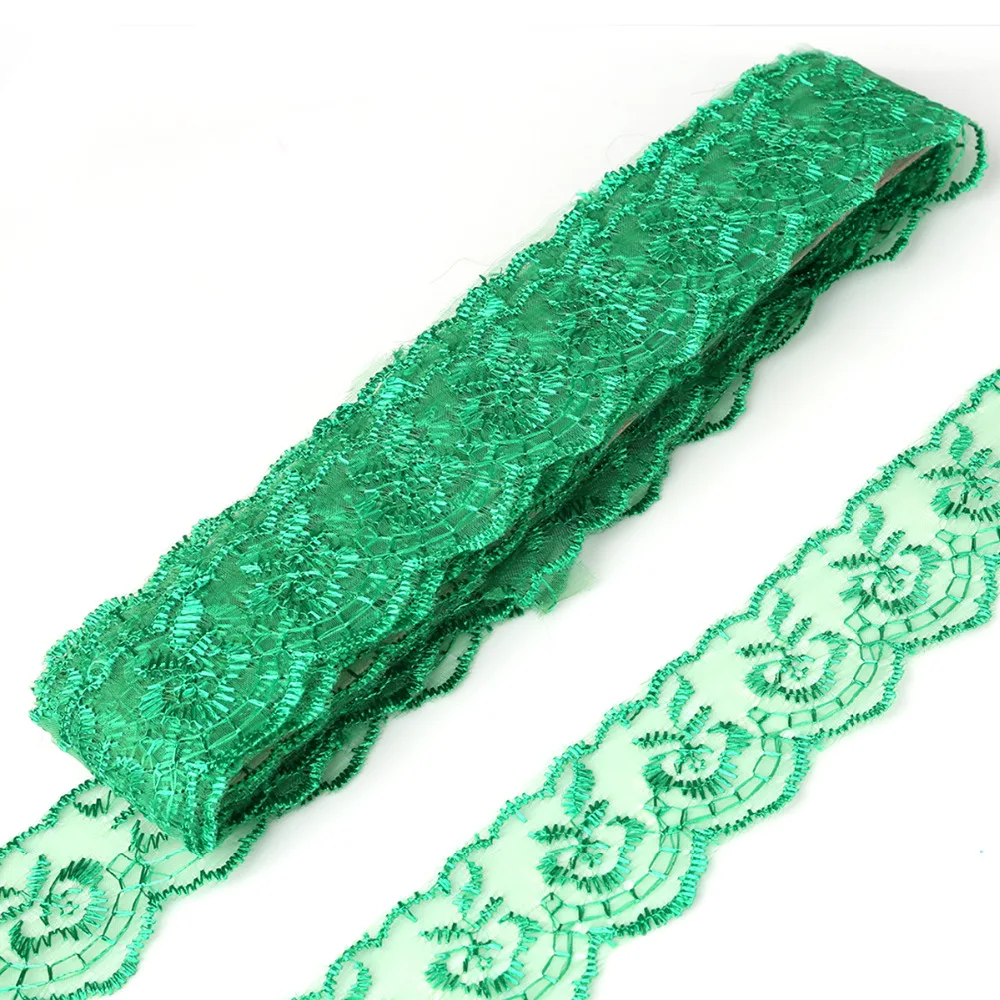 10yards/lot Green Color Net Lace Trim 40MM Embroidered Lace Ribbon For ...