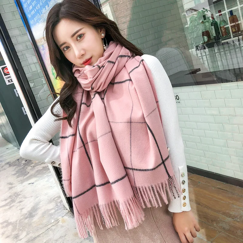 Fashion Lady Shawls,Comfortable Warm Winter Scarfs Soft Cashmere Scarf For Women Coral reef