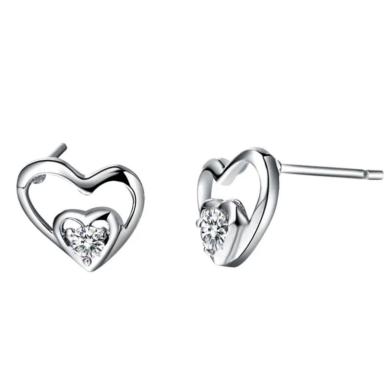 Wolesale 925 sterling silver trendy jewelry lovely heart crystal high ...