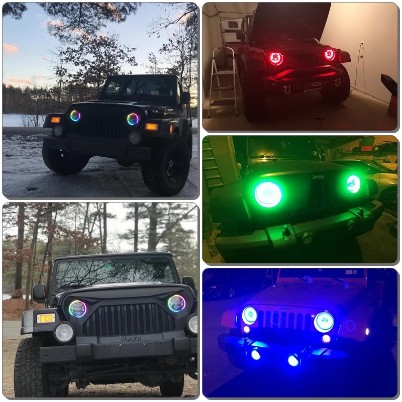 Комплект для переоборудования передних фар 7 &quotLed лампы с RGB светодиодами DRL