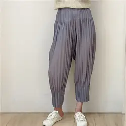 Женские новые плиссированные широкие повседневные плиссированные брюки
