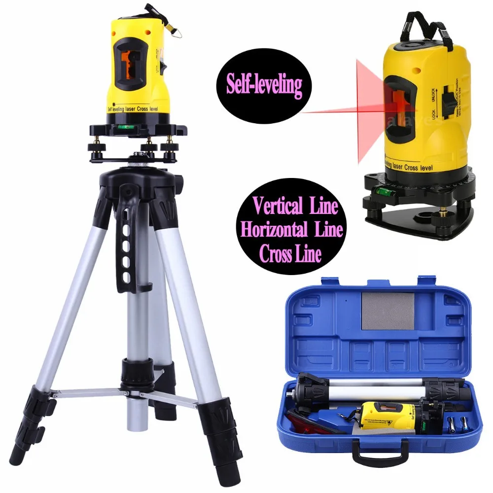

Mini portable 2 Lines Cross Laser Level Device 360 Rotary Cross Line self Leveling Vertical Horizontal with Tripod Free shipping