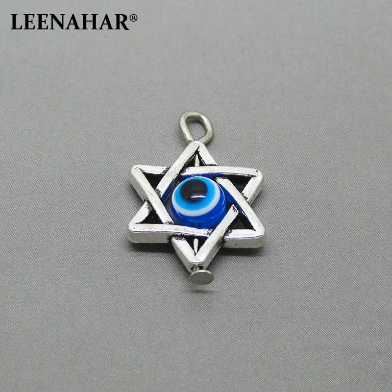 LEENAHAR-10PCS Звезда Давида очарование Оптовая античная серебряная звезда кулон с