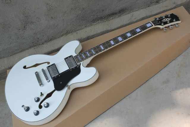 Chibson LP Custom Guitar White Finish Chibson 335 Jazz Electric