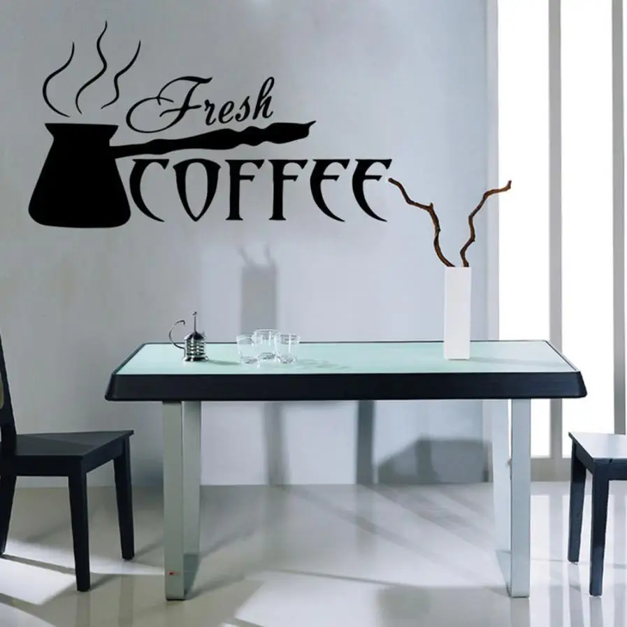 2017 NEW Coffee Cups Kitchen Wall Stickers Cafe Vinyl Art Decals Pub